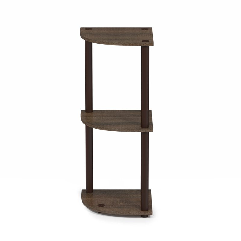 3-Shelf Decorative Bookcase Unit - Walnut & Brown Finish