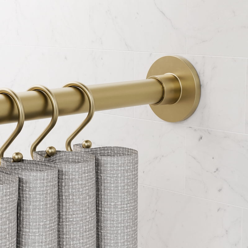 Adjustable Rustproof Shower Curtain Rod - 43 to 72 Inches, Brass Finish