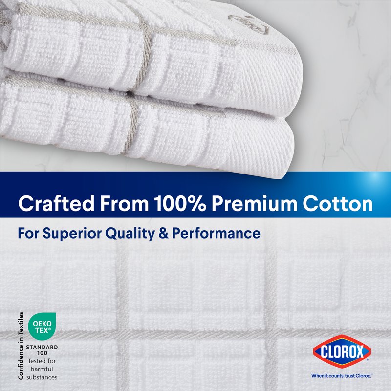 Cotton Dish Cloths 2 Pack - Highly Absorbent, Gray