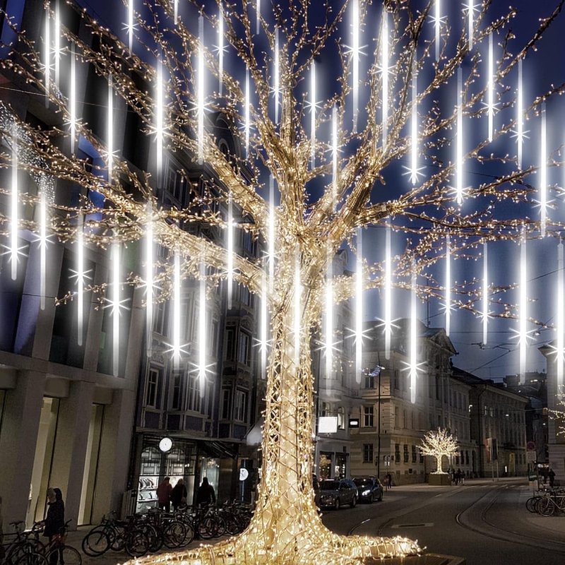 White Christmas String Lights 20 Inch 10 Tubes Icicle Meteor Shower Outdoor Decor