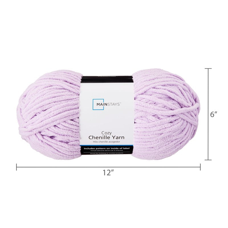 Bulky Lilac Chenille Yarn - 220 Yards Soft Polyester for Knitting & Crafting