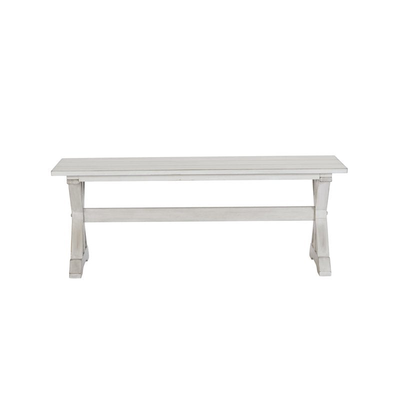 18-Inch Backless Wood Dining Bench - Antique White Finish