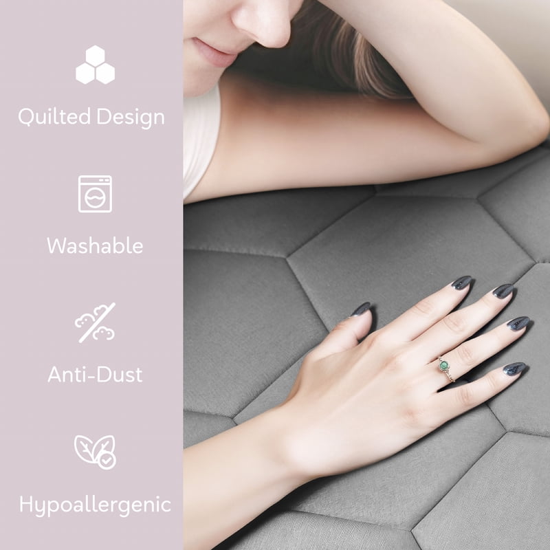 Lammaloe Queen Size Quilted Waterproof Mattress Protector - Gray, Deep Pocket 8-21 Inch