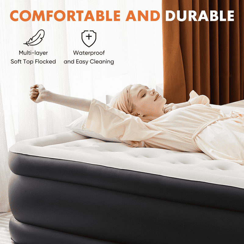 Queen Air Mattress with Built-In Pump - 18 Inch Double Height Inflatable Bed