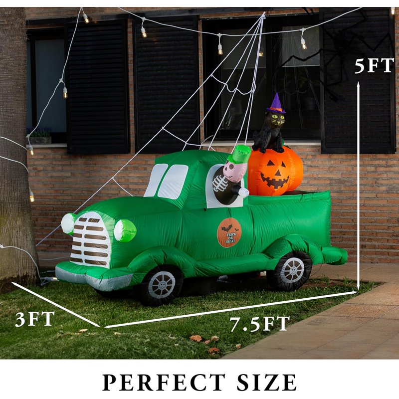 7.5Ft Inflatable Ghost Car with LED Lights Halloween Yard Decor - 1-Pack