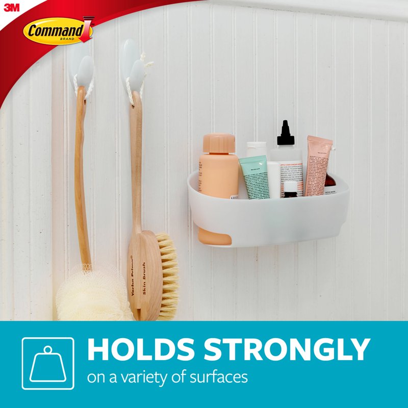 (2 Pack) Command Bath Set with Caddy, Soap Dish, Razor Holder, Hooks & Strips - Bathroom Organization