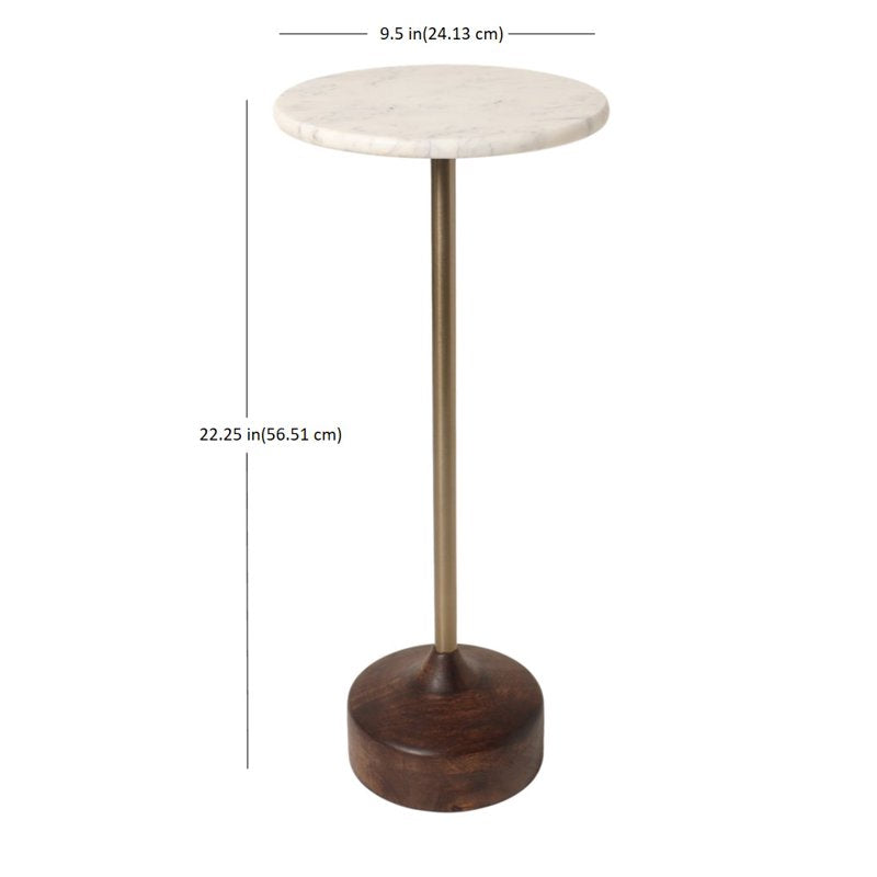 Aster Drink Table with Marble Top and Brass Stand