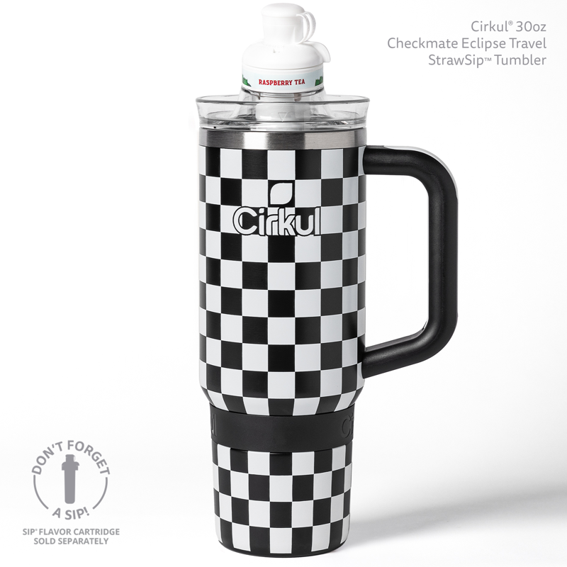 30oz Double-Wall Insulated Stainless Steel Tumbler with Handle - Black Check