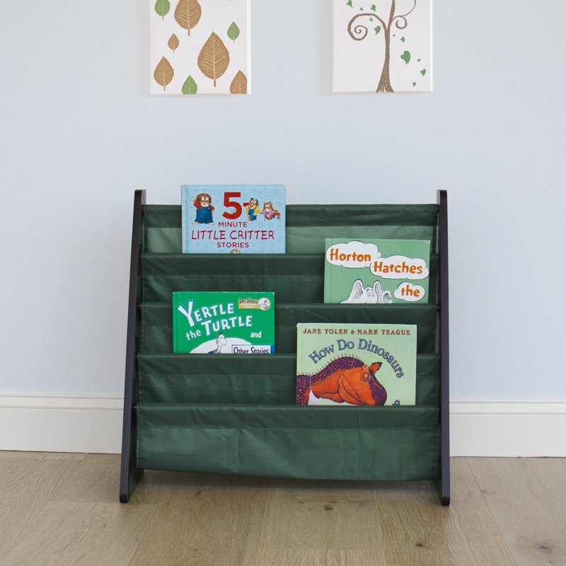 Kids Bookcase with 4 Tiers and Fabric Storage Pockets - Army Green Camo