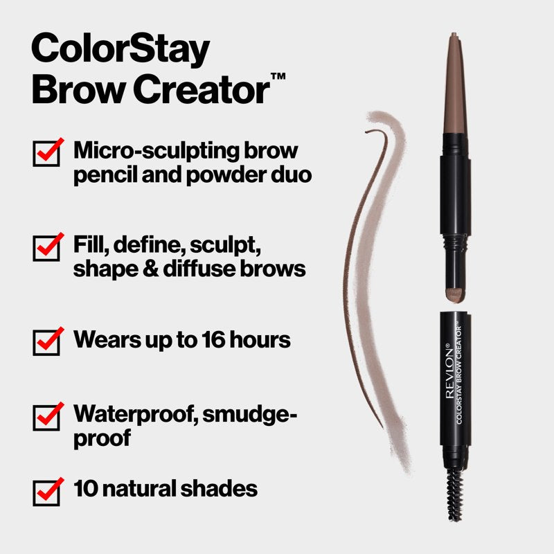 2-in-1 Waterproof Eyebrow Pencil and Powder Duo with Spoolie Brush