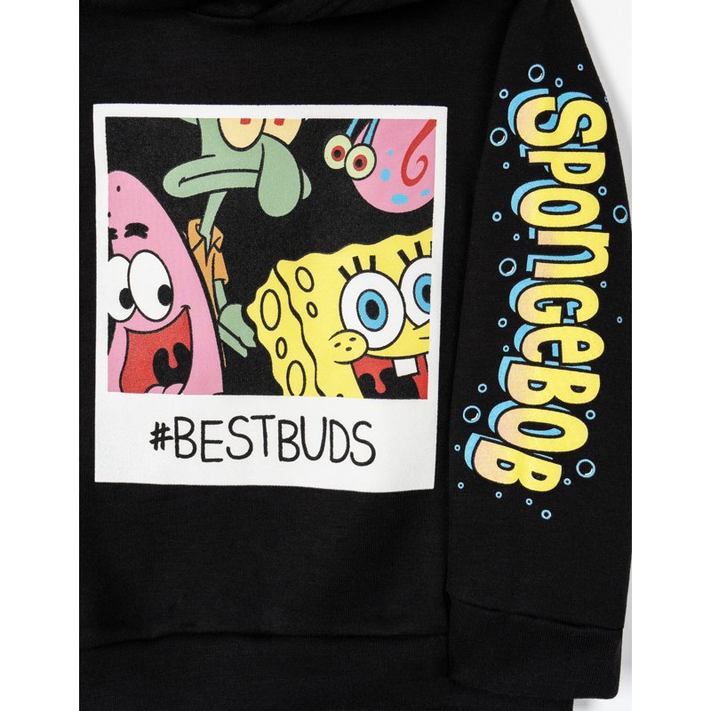 Toddler Boys' SpongeBob Fleece Pullover Hoodie - Black 3T