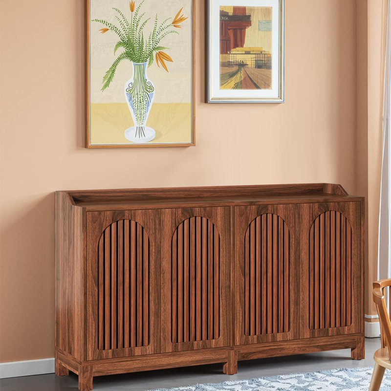 57-Inch Farmhouse Sideboard Buffet Cabinet with Shutter Doors