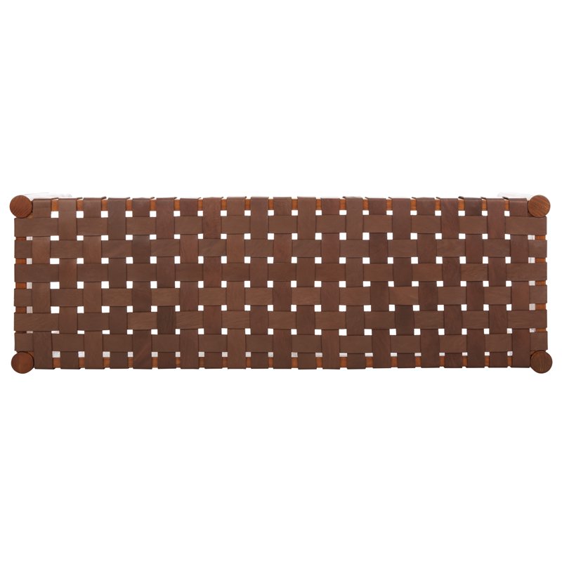 Contemporary Glam Leather Weave Bench - Multiple Colors