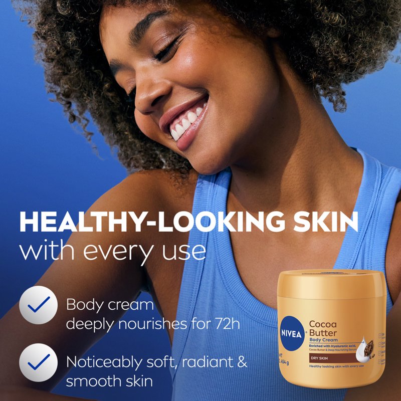 Cocoa Butter Body Cream with Hyaluronic Acid & Vitamin E for Dry Skin