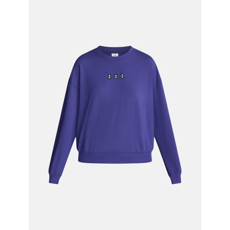 Women's Halloween Fall French Terry Knit Lounge Top with Embroidery - Blue S