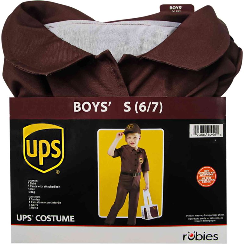 Toddler UPS Halloween Costume 3T-4T Delivery Driver Outfit with Pail