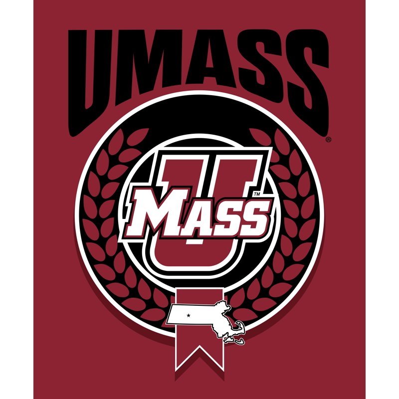 University of Massachusetts NCAA Apex Silk Touch Sherpa Throw 50x60 Inches - Officially Licensed