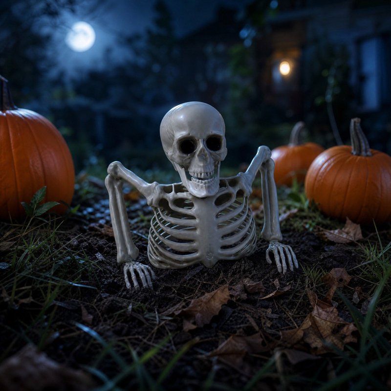 Halloween Skeleton Prop Half Torso White Plastic Tabletop Decor Variation 023#B