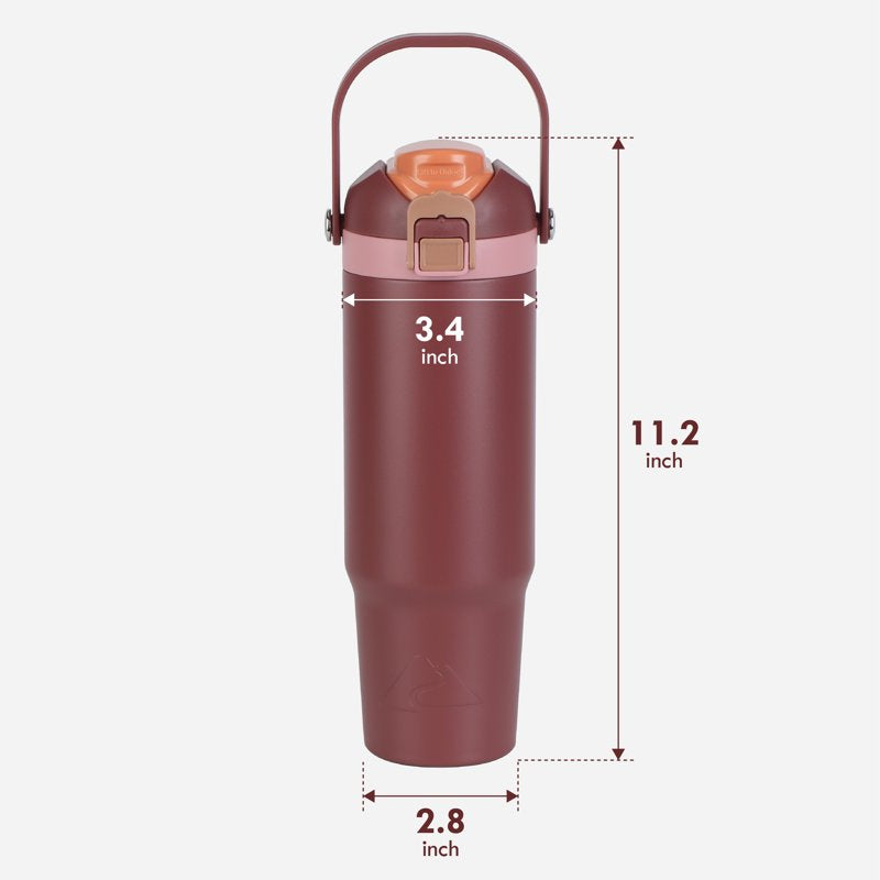 30oz Vacuum-Insulated Stainless Steel Tumbler with Dual Lids - Rose