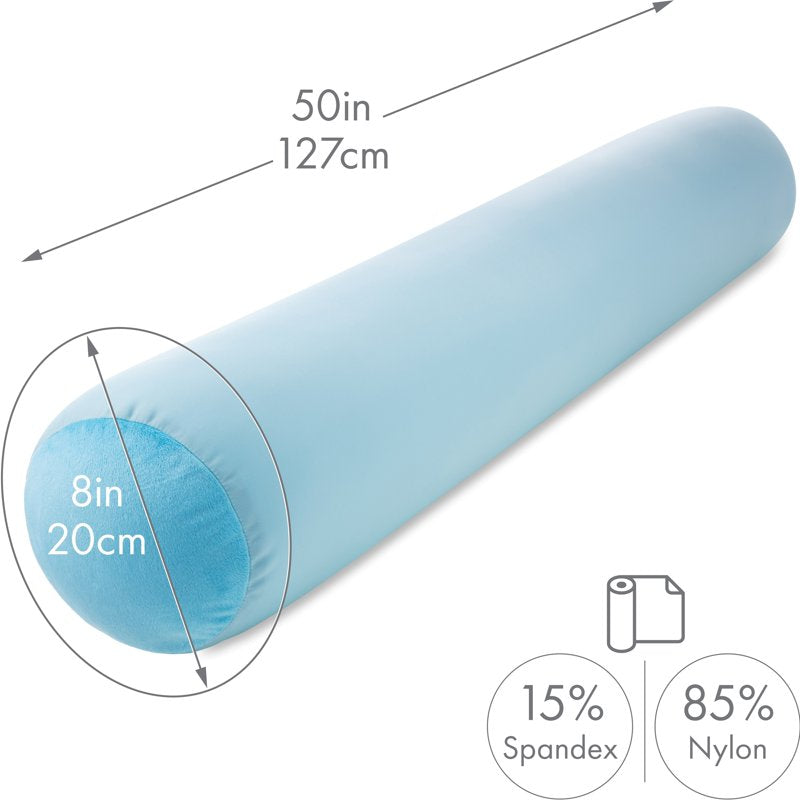 Full Size Microbead Body Pillow & Cover - Sweet Baby Blue, Supportive & Cooling, 48x8 Inches