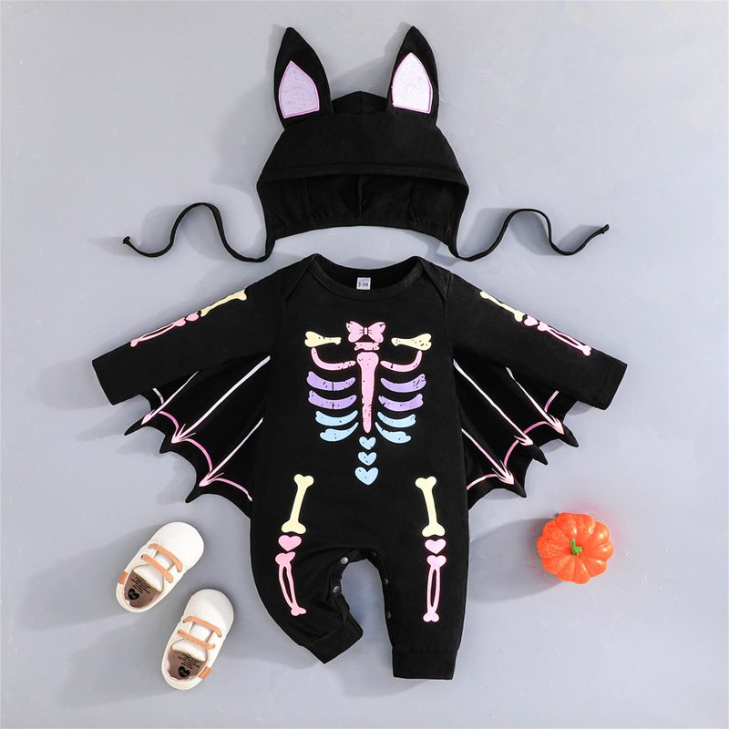 Pink Baby Skeleton Jumpsuit with Wings & Hat 18-24 Months Halloween Costume
