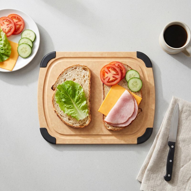 Non-Slip Paper Fiber Cutting Board - 11'' x 14'' Natural Color