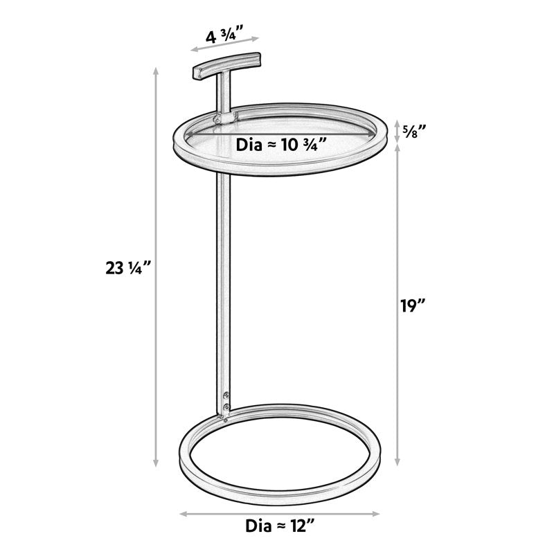 Portable Metal Round End Table - 12" Diameter, C-Design