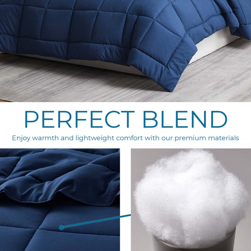 LammaLoe Cal King Comforter - Quilted Down Alternative All-Season Duvet Navy - Corner Tabs