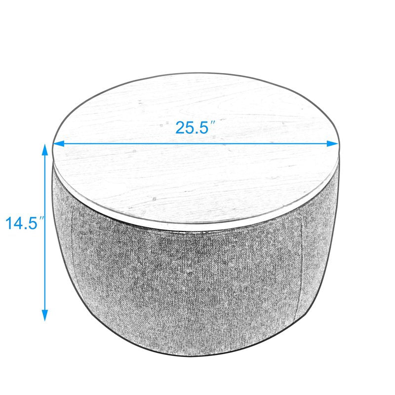 Round Storage Ottoman - Versatile Foot Rest & Side Table