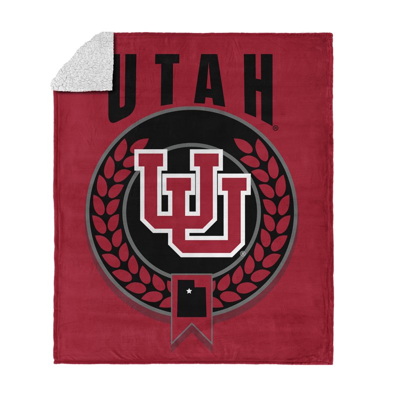 Utah NCAA Sherpa Throw Blanket 50x60 Inches - Utes Silk Touch Plush