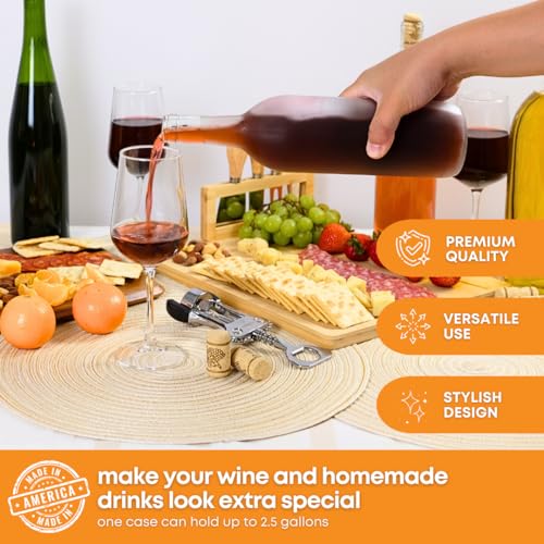 FastRack - 750 ml Clear Glass Bottles Wine Bottles (Pack of 12) | NO CORKS INCLUDED | Clear Bordeaux Flint Flat-Bottomed Cork Top Bottle for Wine Making | Case of 12