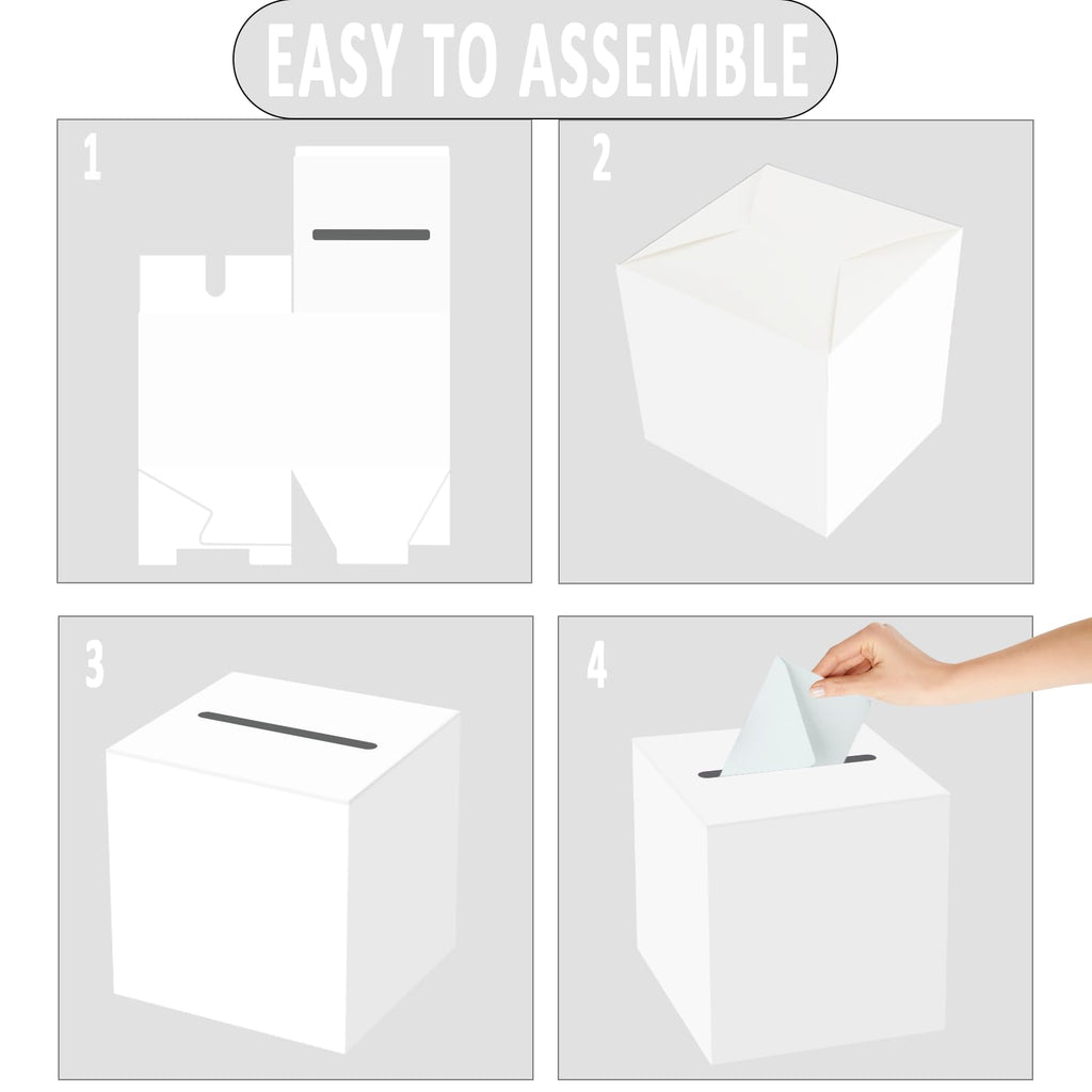 White Wedding Card Box,White Gift Card Box for Graduation Bridal or Baby Showers, Birthday, Retirement, Anniversary Decoration Raffle Ticket, Money Boxes