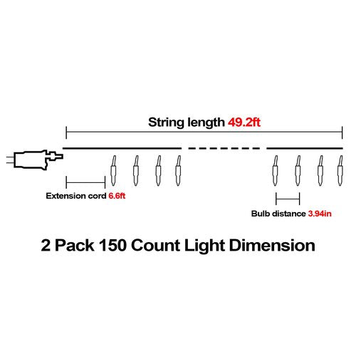 ILLUMINEW Christmas Lights - 98ft 2 Pack 150 Count Connectable Waterproof Led Fairy Lights Bulbs for Indoor Outdoor Christmas Tree Wedding Valentine's Day Decor (Green, 150 Count - 2 Pack)