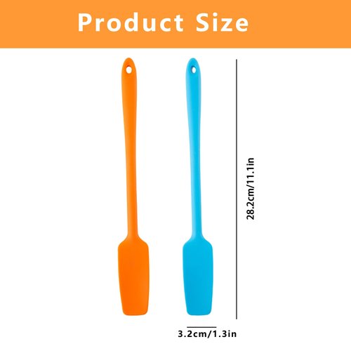 4 Pcs Silicone Jar Spatulas with Long Handle, Non-Stick Rubber Spatula Heat Resistant Silicone Scraper Spatulas for Baking Cooking Blenders Mixing