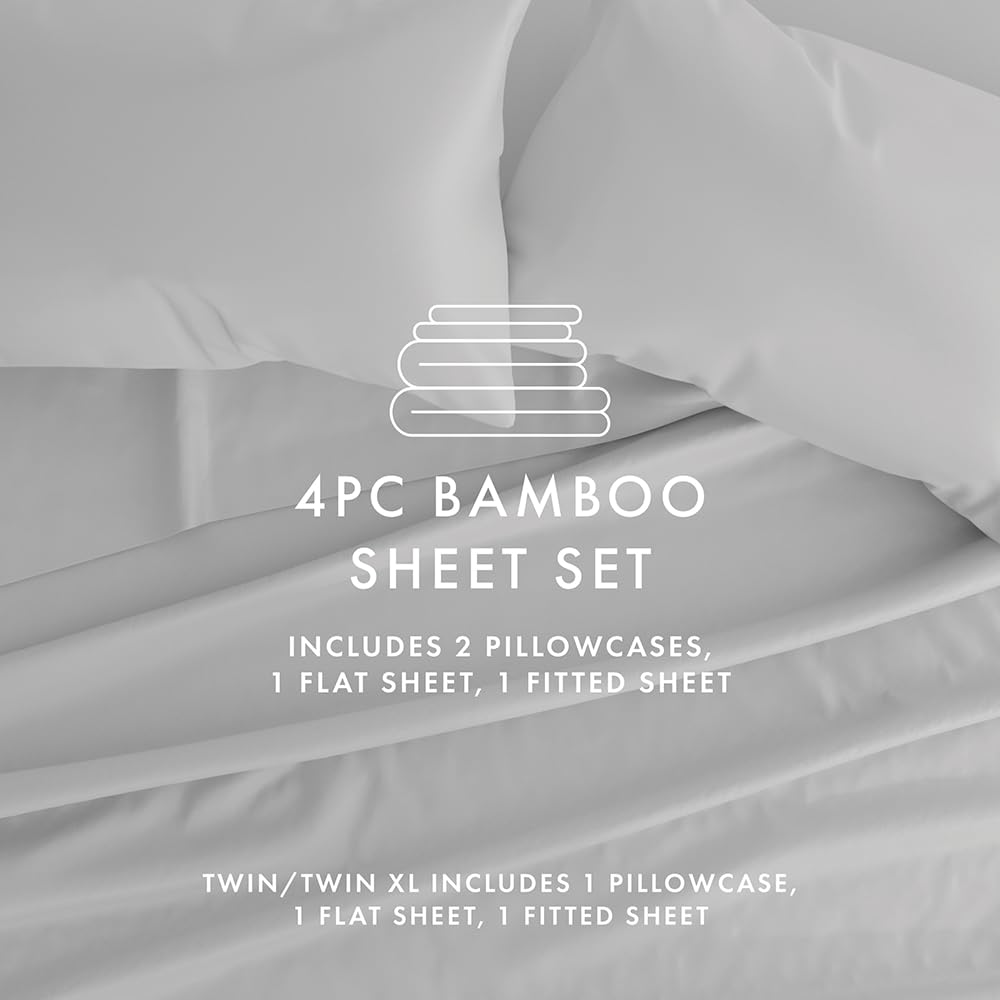 Linen Market - Queen Sheets - Cooling Bed Sheets Set - Deep Pocket Up to 16" - Breathable & Soft Bed Sheets & Pillowcases - Hotel Luxury Silky Soft - Queen Size Bed Sheets Set - 4 Piece, Light Gray
