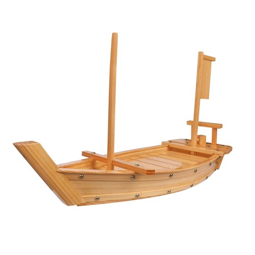 WINIAER 24 Inch Wooden Sushi Boat Serving Tray, Large Sushi Boat Plate for Sashimi Board Seafood Party, Great for Sushi Restaurant or Home (24inch/61cm)