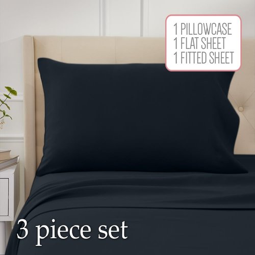 lalaLOOM Twin Bed Sheet Set, Soft Microfiber Hotel Luxury Bedding, Extra Deep Pocket, 3 Piece Sheets and Pillowcase Sets, Breathable Wrinkle, Fade Resistant, Machine Washable Linen, Charcoal Gray