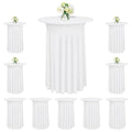 YJYQHYX 6 Packs Round Cocktail Table Skirt 24"x 43" Spandex Stretch Cocktail Table Cloths with Wavy Skirt, Spandex Fitted High Top Table Covers for Wedding Party Birthday Banquet Table (White)