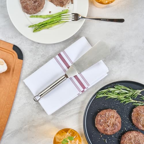 Restaurantware 11" Stainless Steel Turner - 6 Pack - German Standard Kitchen Spatula with Ergonomic Handle, Heat-Resistant - Heavy-Duty Steel Spatula for Flipping Burgers, Eggs, Meat