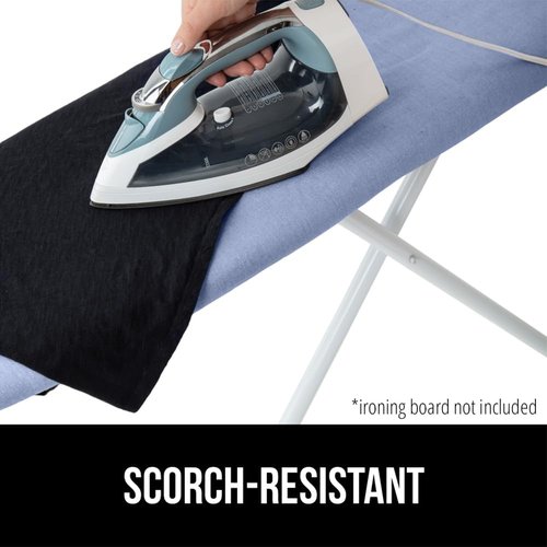 GORILLA GRIP The Original Ironing Board Cover and Pad, Silicone Coating, 400°F Scorch Resistant Thick Padding, Heavy Duty Iron Covers Standard Boards, Hook and Loop Fastener Strap, Blue 18x49