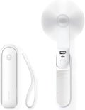 JISULIFE Portable Handheld Fan - Mini 3-In-1 USB Rechargeable with Power Bank & Flashlight | Ideal for Travel & Summer - White