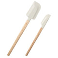 Ptwola 2 Pcs Wooden Handle Spatula Set White Silicone Spatulas Small Scraper Rubber Kitchen Utensil for Chefs Professional Baking Cooking Mixing Jar Bowl Frosting Dishwasher Safe Use
