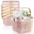 Roshtia 6 Pcs Plastic Mesh Storage Basket with Handle 9.8 x 10.2 x 7.1 Inch Garden Harvest Storage Basket Multi Functional Hanging Organizer for Kitchen Bathroom Picnic Cabinet Home(Pink)