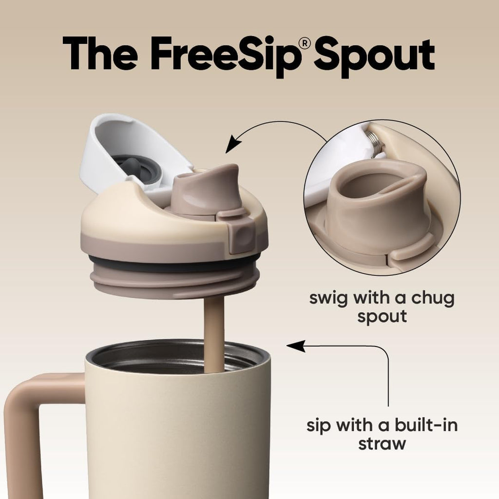 Owala FreeSip Tumbler - 30 oz. Stainless Steel - Stylish Tan (Lightly Toasted)