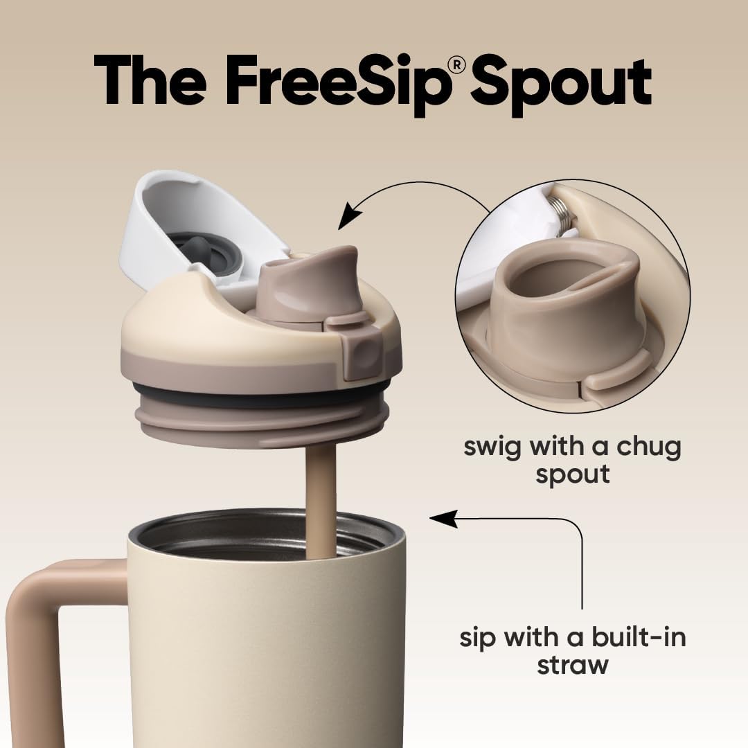 Owala FreeSip Tumbler - 30 oz. Stainless Steel - Stylish Tan (Lightly Toasted)