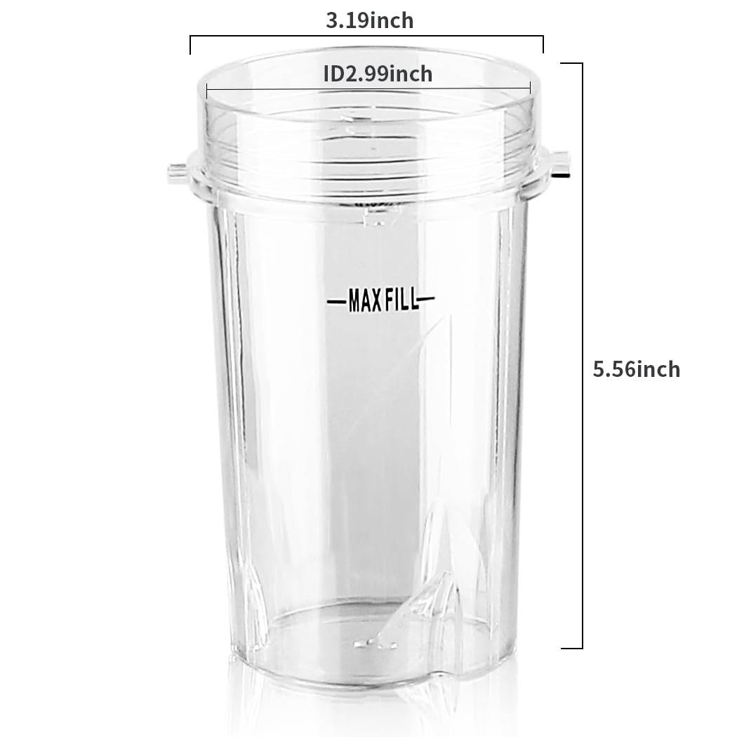 Anbige Replacement Parts 2pcs 12oz Cups with Lids, Compatible with Ninja BL770 BL660 BL810 QB3000 All Pro 4 Tabs Blenders