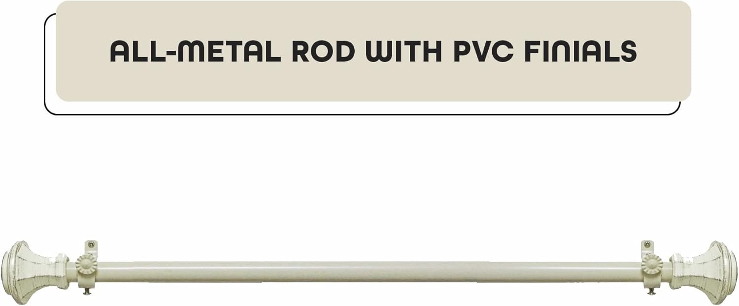 Achim Home Decor Buono II Carson Series Decorative Curtain Rods - Adjustable 48-86 Inches, Lightweight & Easy to Install