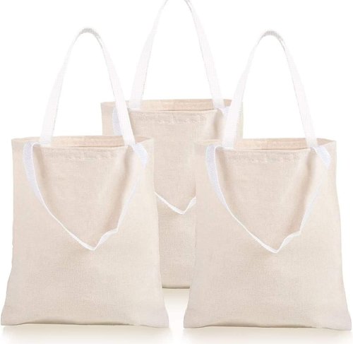 GiftExpress 12-Pack Natural Color Canvas Tote Bags - Versatile DIY Craft & Grocery Bags (13” x 11”)