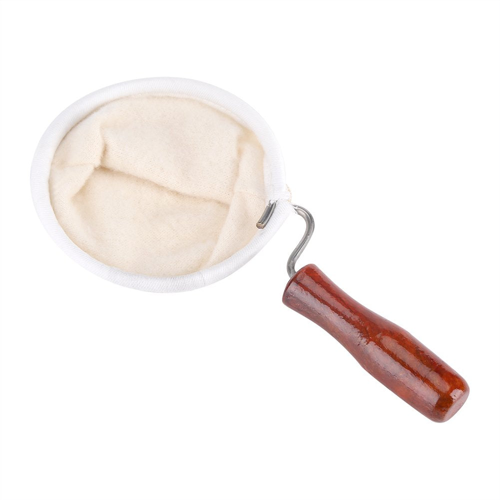 Fdit Coffee Filter Handmade Reusable Cafe Flannel Cloth Filter Bag Coffee Sock with Wooden Handle(Large)