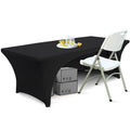 ABCCANOPY 4 ft Spandex Table Cover Open Back Fitted Tablecloth Stretch Washable Tablecover Table Topper for Rectangle Tables Black
